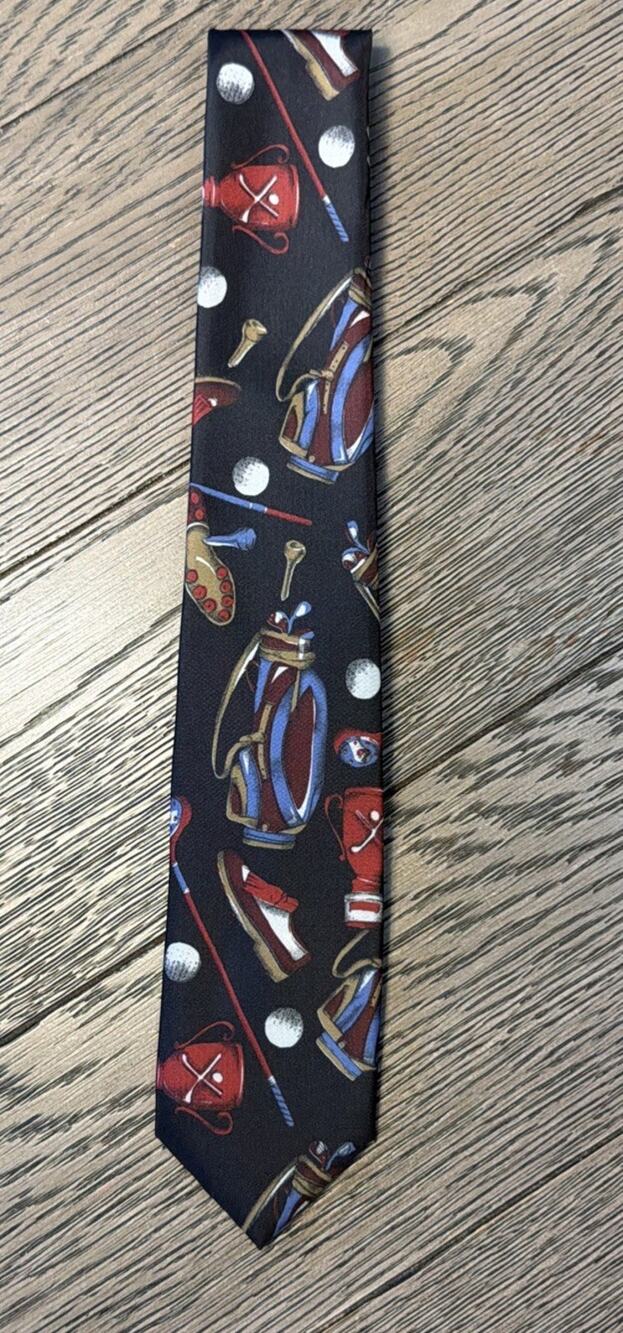 Michael James Neck Tie Golf Sports Black Red Blue White Tan Career Business